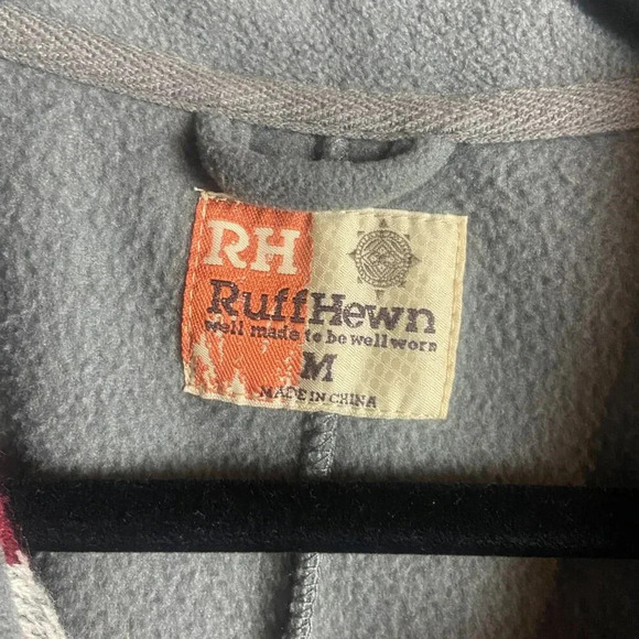 Ruff Hewn Women's Size Medium Fair Isle Knit Vest Burgandy Grey Full Zip - Picture 3 of 6